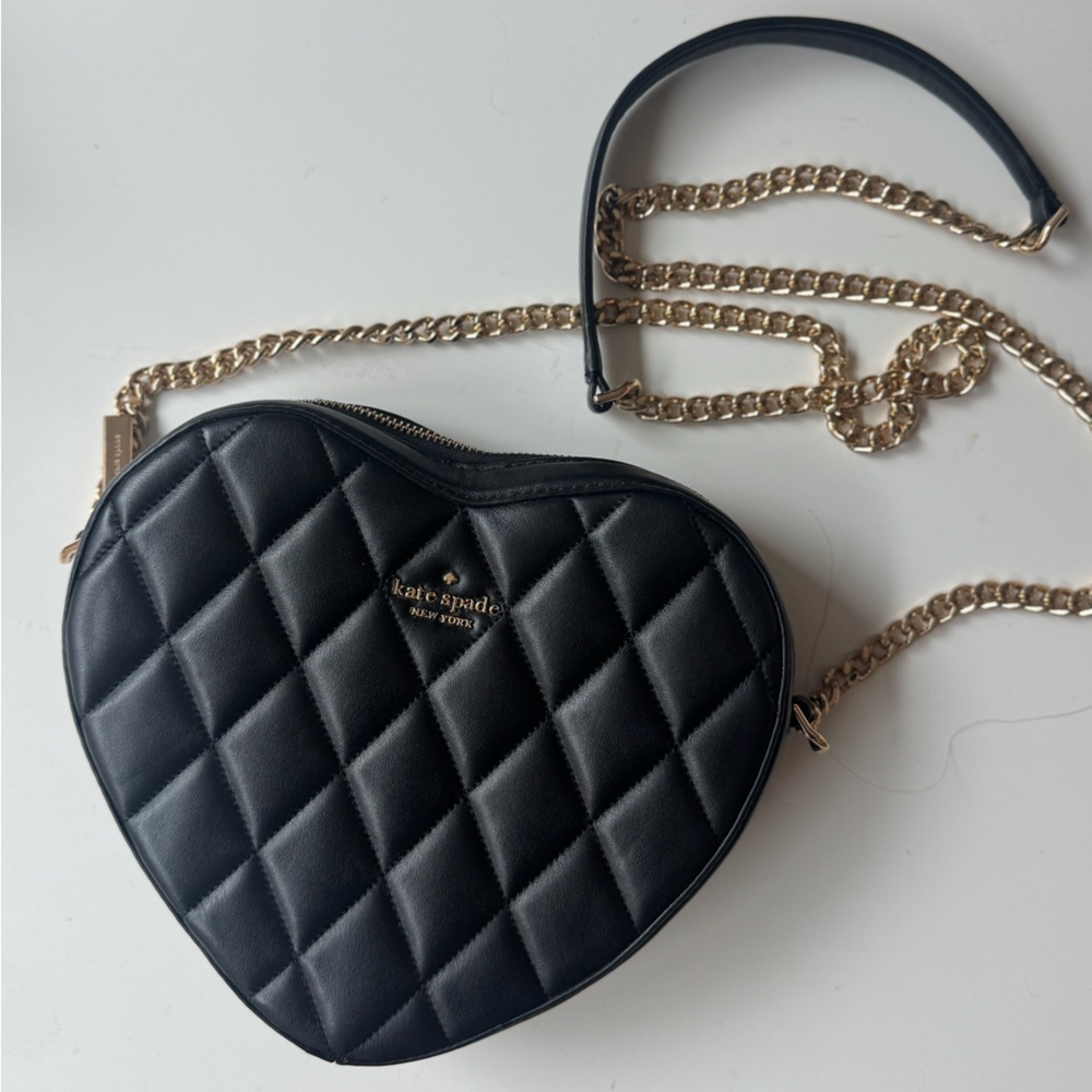 Kate Spade Quilted Black Heart Crossbody Bag